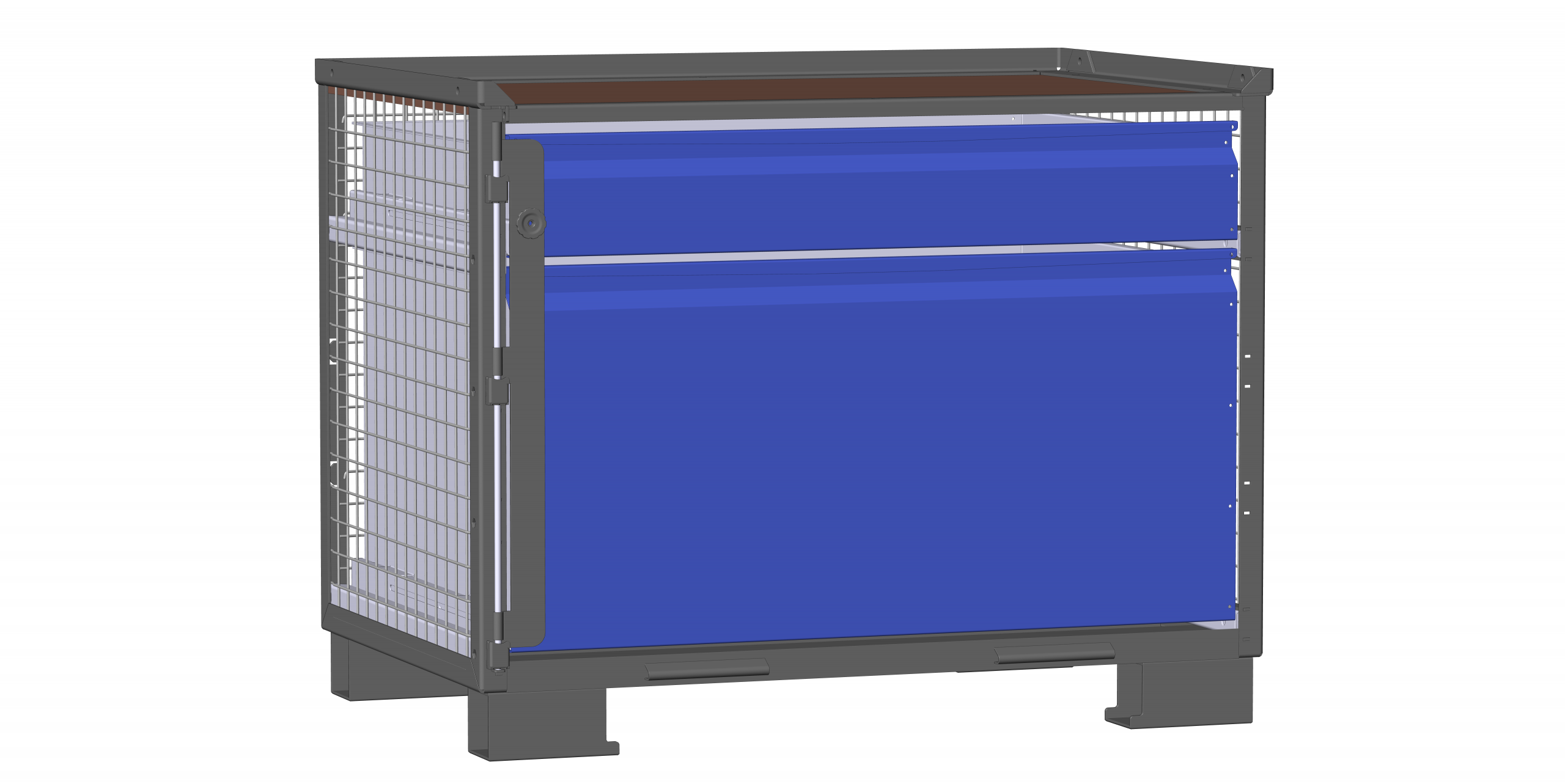 Dunkelgraue LCB 114001C Gitterwand, mit einer dreiviertelhohen und einer kleinen Schublade geschlossen.