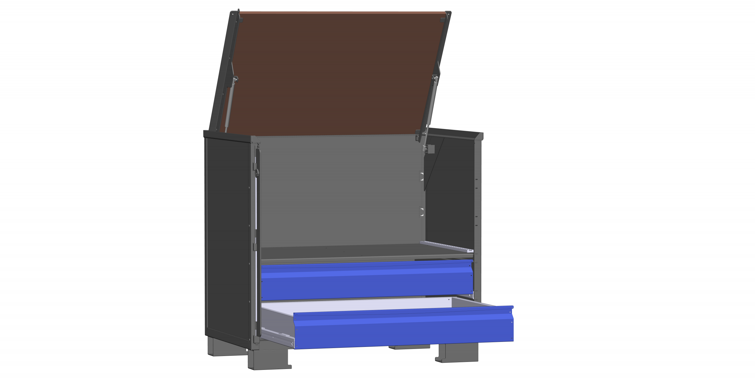 LCB III Schwerlast mit geöffneter Schublade und offenem Deckel