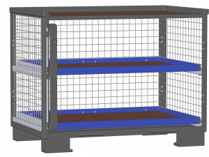 Dunkelgraue Gitterbox LCB 113030C zwei flachen blauen Auszugsrahmen für Eurobehälter, Kartonagen.