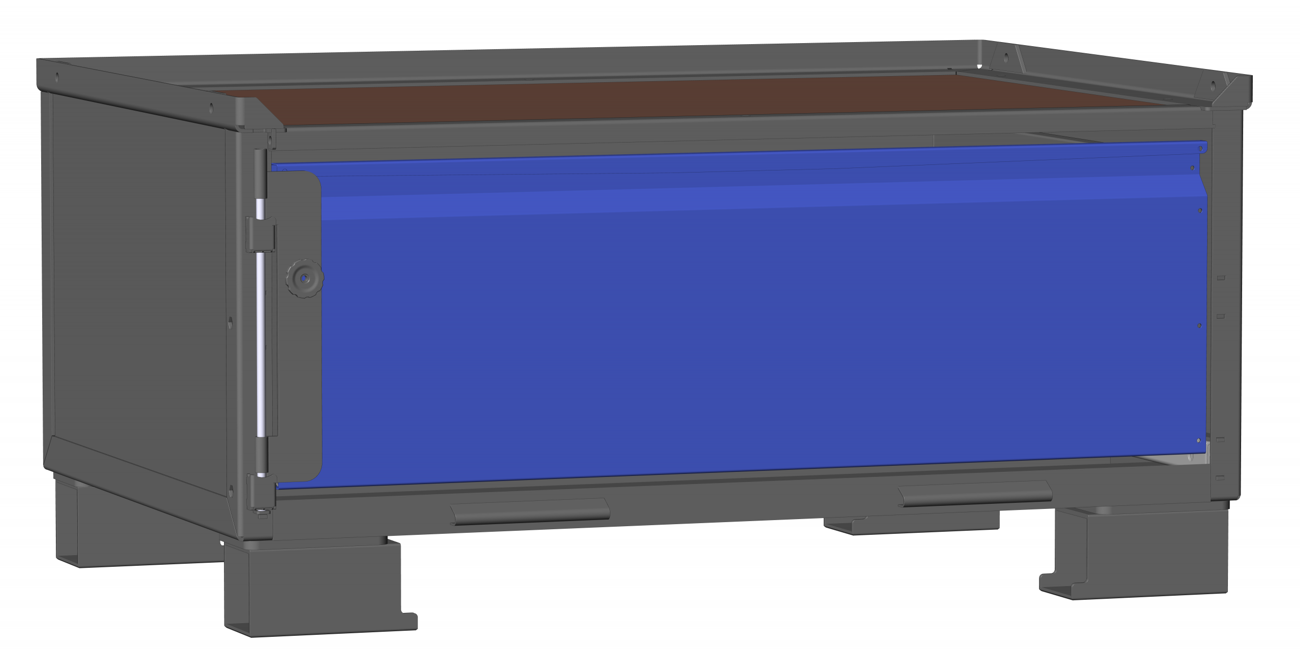 Dunkelgraue LCB I halbhoch mit Blechwänden 172000C und 1 großen blauen Schublade.